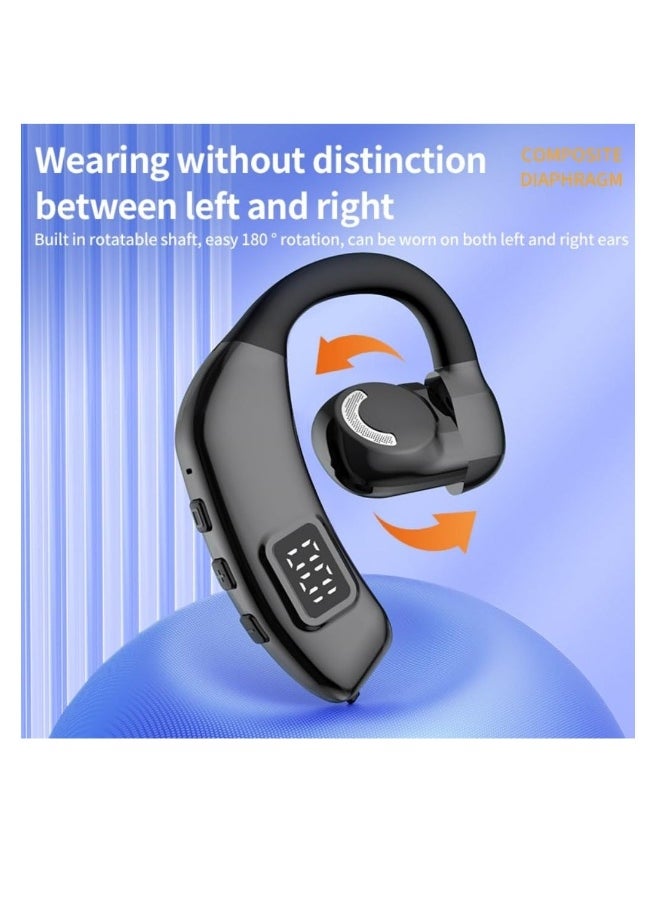 Generic - Bluetooth Headset V5.3, Wireless Handsfree Earpiece Built-in Mic Noise Cancelling, 30Hrs HD Calling, LED Display, Hands-Free Bluetooth Earphone for Driving, Business, Office, Black - Image 1