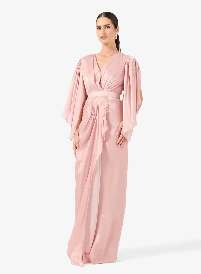 Khizana  Shimmer Dress With Slit Sleeves for Women | Best Price UAE