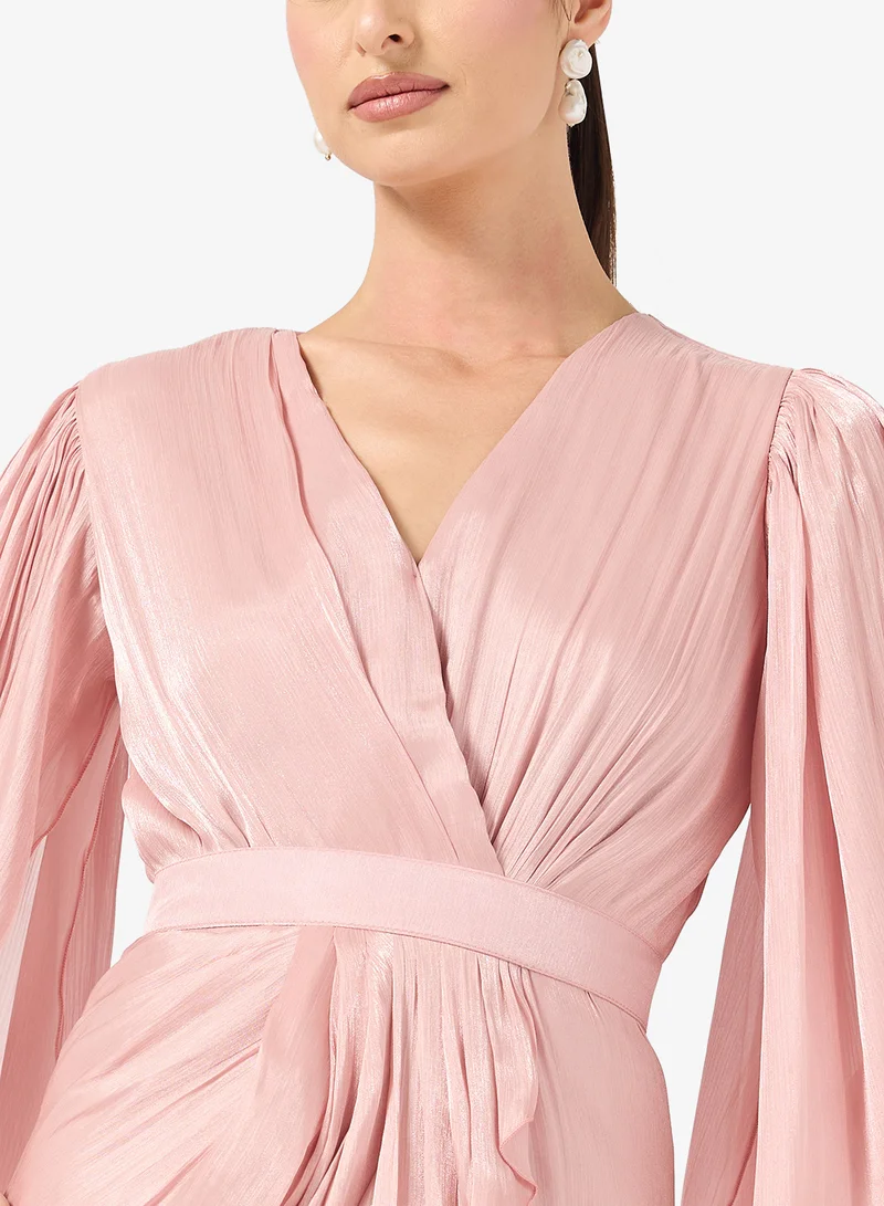 Khizana  Shimmer Dress With Slit Sleeves for Women | Best Price UAE