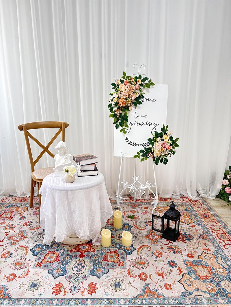Odouzy Pack of 2 Wedding Arch, Artificial Flowers, Wedding Decorï¼ŒFlower Garland Be Suited to Banquet, Party, Reception Entrance Welcome Sign and Background Decoration (Champagne) - Image 2
