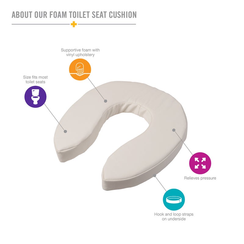DMI Raised Toilet Seat Cushion and Cover to Add Extra Padding the while Relieving Pressure, Tear Resistant, FSA & HSA Eligible, 2 Inch Pad, White - Image 2