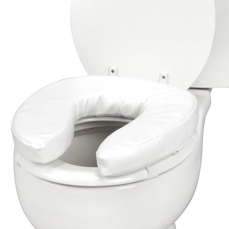 DMI Raised Toilet Seat Cushion and Cover to Add Extra Padding the while Relieving Pressure, Tear Resistant, FSA & HSA Eligible, 2 Inch Pad, White - Image 1
