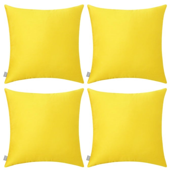 4PACK 100 COTTON COMFORTABLE SOLID DECORATIVE THROW PILLOW CASE SQUARE CUSHION COVER PILLOWCASE SUBLIMATION BLANK PILLOW COVERS DIY THROW PILLOWCASE FOR SOFA16X16 INCH 40X40CMLEMON YELLOW