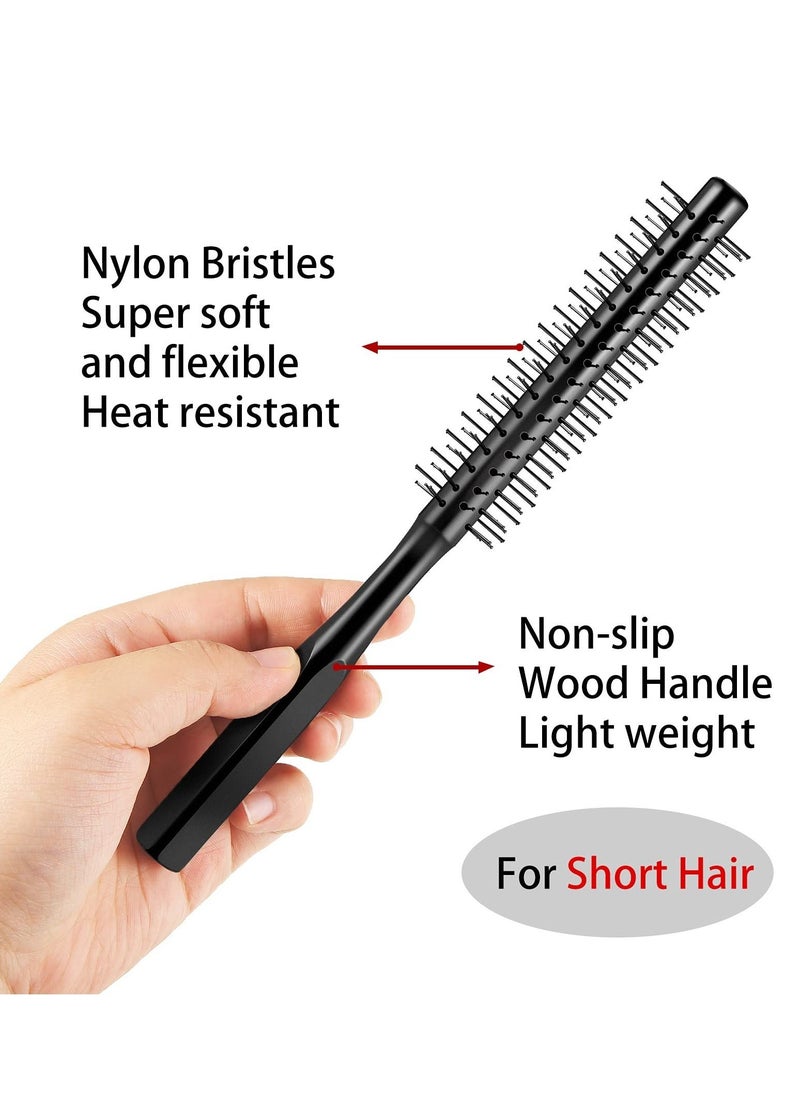 Y&D 2 Pcs Thick Round Hair Comb Bristle Brush Blow Drying Hairbrush Small Short Massage Head Roll for Wet or Dry (Black)  - Image 2