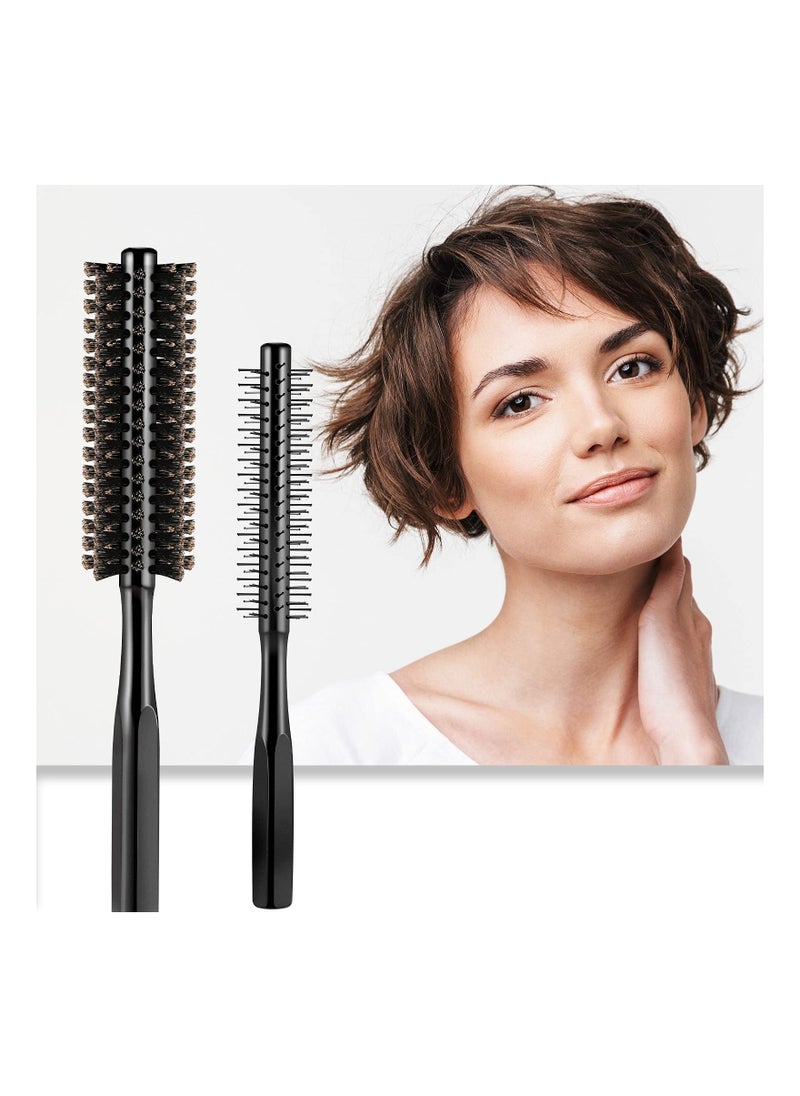 Y&D 2 Pcs Thick Round Hair Comb Bristle Brush Blow Drying Hairbrush Small Short Massage Head Roll for Wet or Dry (Black)  - Image 3