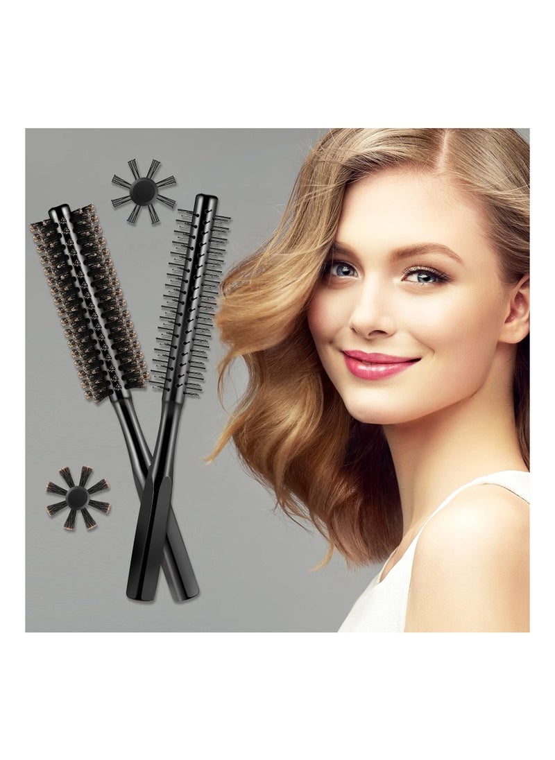 Y&D 2 Pcs Thick Round Hair Comb Bristle Brush Blow Drying Hairbrush Small Short Massage Head Roll for Wet or Dry (Black)  - Image 4