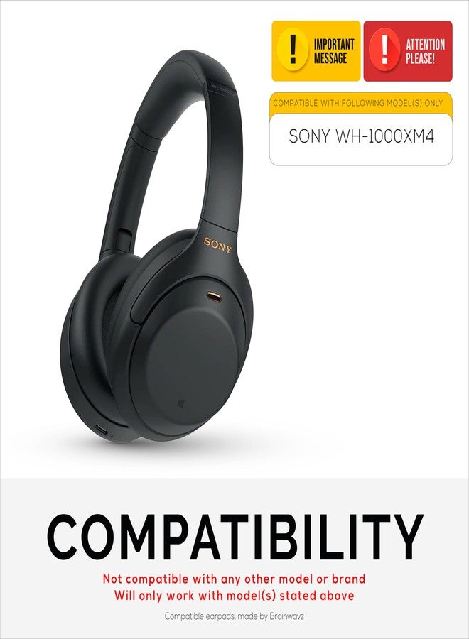 BRAINWAVZ Replacement Earpads for Sony WH-1000XM4 Headphones - Soft Vegan Leather Cushions for Extra Comfort, Easy & Quick Installation, (Black) - Image 2