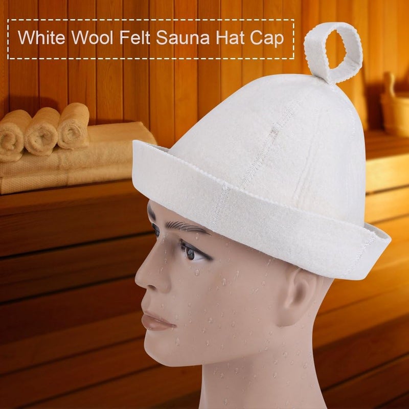 Fdit Sauna Hat,Sauna Cap White Wool Felt Sauna Hat Cap for Russian Banya Sauna Hut Unisex with Hang Loop Supply - Image 3