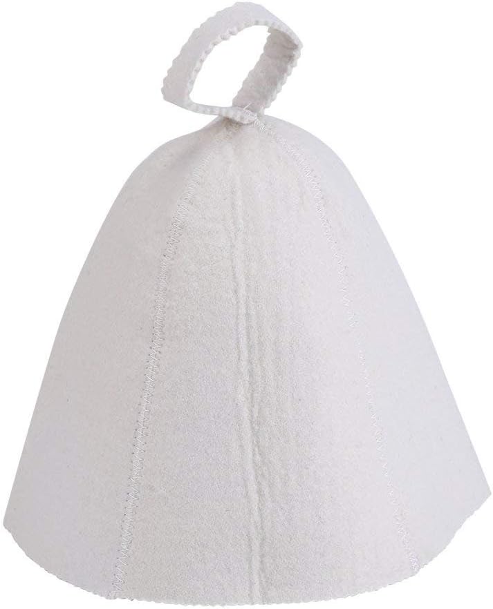 Fdit Sauna Hat,Sauna Cap White Wool Felt Sauna Hat Cap for Russian Banya Sauna Hut Unisex with Hang Loop Supply - Image 1