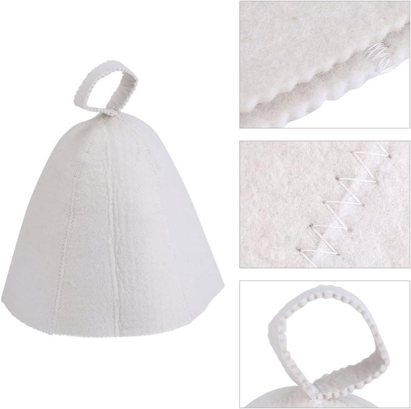 Fdit Sauna Hat,Sauna Cap White Wool Felt Sauna Hat Cap for Russian Banya Sauna Hut Unisex with Hang Loop Supply - Image 4