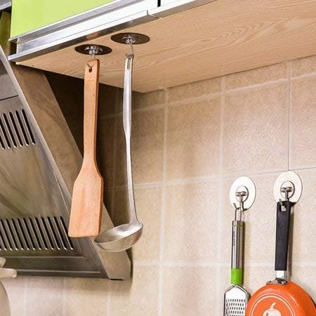 PERLMAN PERLMAN Self Adhesive No Drilling Wall Hook Sticking Adhesive Hanger Round Walls Strong Bathroom Towel Hook Kitchen Hook for Hanging Hook Pack of 6  - Image 2