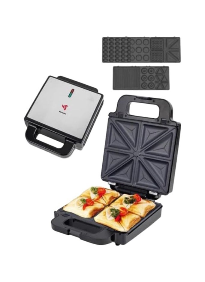 MEBASHI 7-in-1 Multi Snack Maker with Non-Stick Changeable Plates and Auto Lock Clip - Black Steel(ME-SNM618B)(1400W) - pzsku/Z8B4B7CB3513BD654307CZ/45/_/1725896964/cb8b584d-964c-42ce-b1d9-f50160b95930