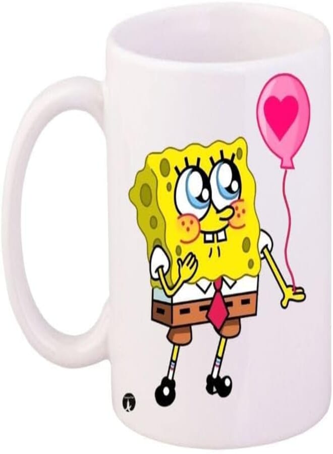 RYN Spongebob Printed Coffee Mug White/Yellow/Brown 11Ounce - RYNmg12895