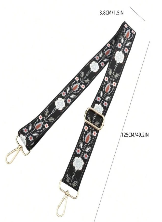 TYPIFY® Printed Adjustable Shoulder Sling Bag Strap, Wide Crossbody Bags Replacement Broad Straps with Golden Metal Hooks, Fashion Handbag Accessories, Strap Sling Bags (Green Boho Print) - Image 5