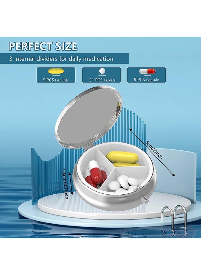 Van Gogh Starry Night Travel Small Pill Case, Daily Tiny Medicine Box Container 3 Compartment Medicine Organizer, Retro Decorative Travel Medicine Kit (Blue) - Image 2