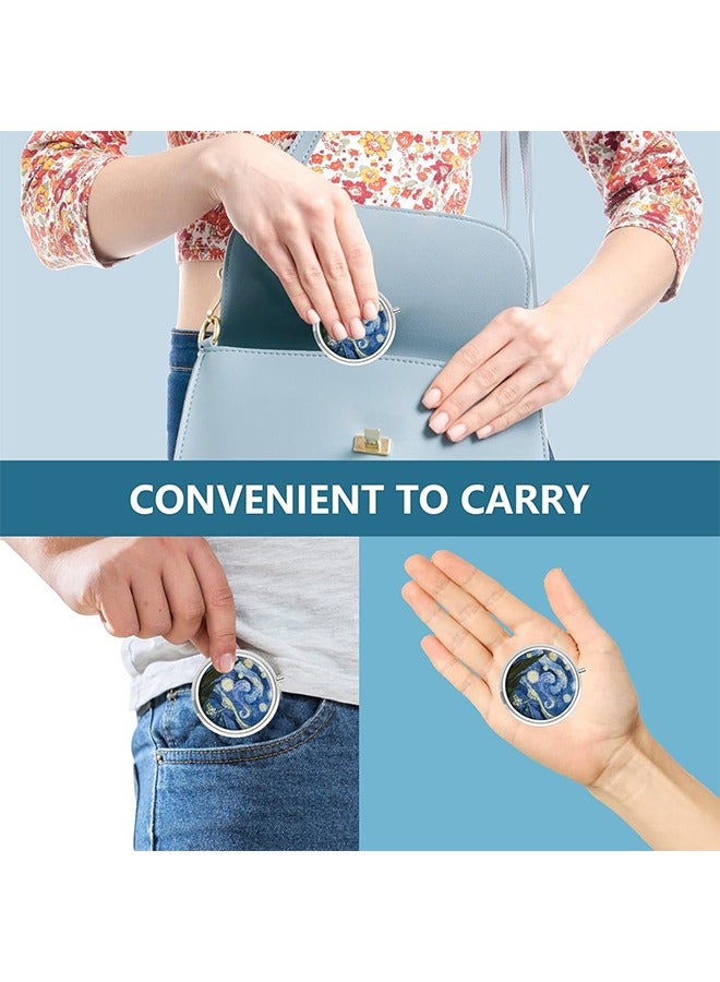 Van Gogh Starry Night Travel Small Pill Case, Daily Tiny Medicine Box Container 3 Compartment Medicine Organizer, Retro Decorative Travel Medicine Kit (Blue) - Image 4