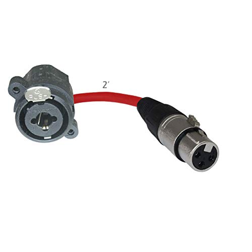 MCSPROAUDIO 2ft Pigtail: 1/4 TRS/XLR Female Panel Mount to XLR Female Plug (Red) - Image 1