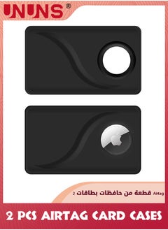 UNUNS 2 Pack Airtag Wallet Holder,Ultra Thin Airtag Wallet Card Case Cover,Light Airtag Wallet Holder For Apple AirTag,Airtag Card Holder For Wallet Badge Purse,Air Tag Case Accessories,Black  - Image 1