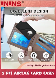 UNUNS 2 Pack Airtag Wallet Holder,Ultra Thin Airtag Wallet Card Case Cover,Light Airtag Wallet Holder For Apple AirTag,Airtag Card Holder For Wallet Badge Purse,Air Tag Case Accessories,Black  - Image 2