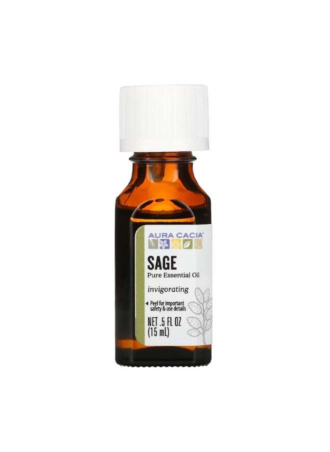 Aura Cacia Pure Essential Oil Sage 0.5 fl oz 15 ml  - Image 1