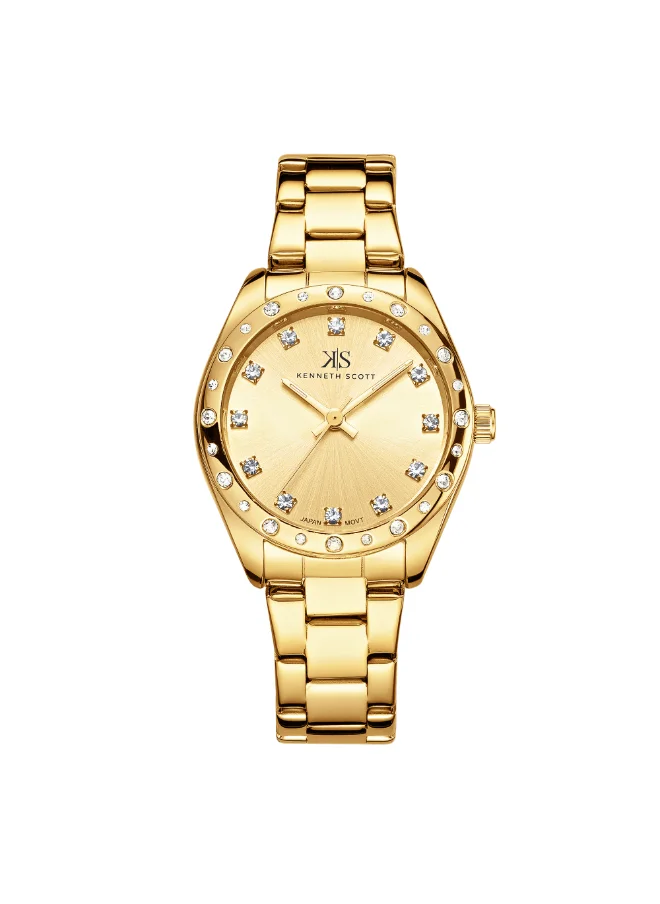 كينيث سكوت Women's Watch, Analog Display and Stainless Steel Strap - K24509-GBGC, Gold