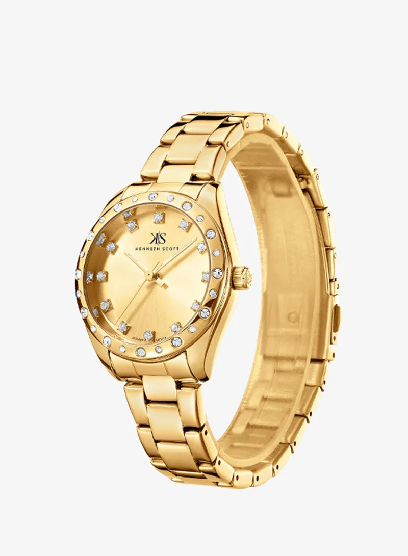 KENNETH SCOTT Women's Stainless Steel Analog Watch K24509-GBGC - 33 mm