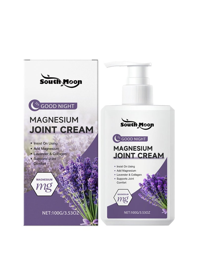 ساوث مون كريم مغنيسيوم للمفاصل 100 جرام، كريم مهدئ للمفاصل، مع الخزامى والكولاجين لتعزيز مرونة المفاصل وتغذية البشرة، تخفيف يومي للتيبس والانزعاج، لتحسين النوم، العناية بالساقين والمفاصل. - Image 1