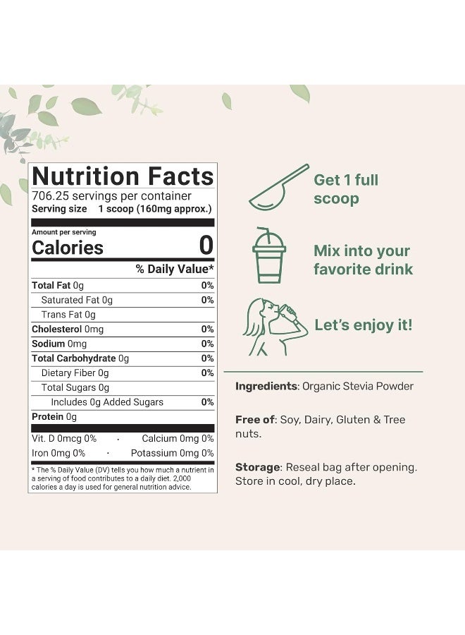 Micro Ingredients Pure Organic Stevia Powder, 4 Ounces, 706 Serving, Highest Grade Stevia Green Leaf Extract Reb-A, Reduced Bitter Aftertaste, 0 Calorie, Natural Sweetener, Sugar Alternative, Keto Friendly  - Image 2
