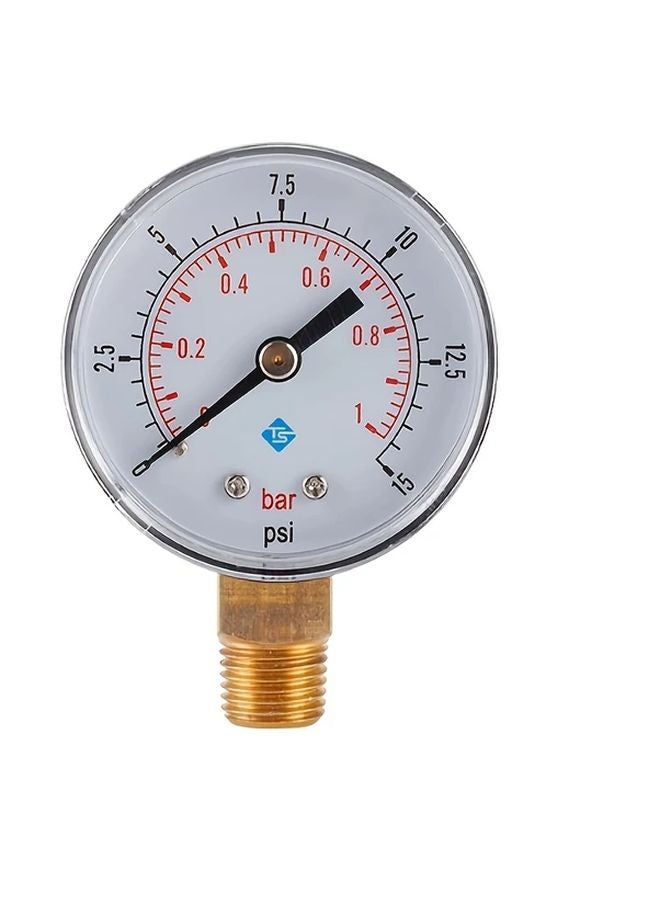 1pc 50mm Low Pressure Gauge 0 15 PSI 1 4 BSPT For Fuel Air Oil Gas Water - Image 1