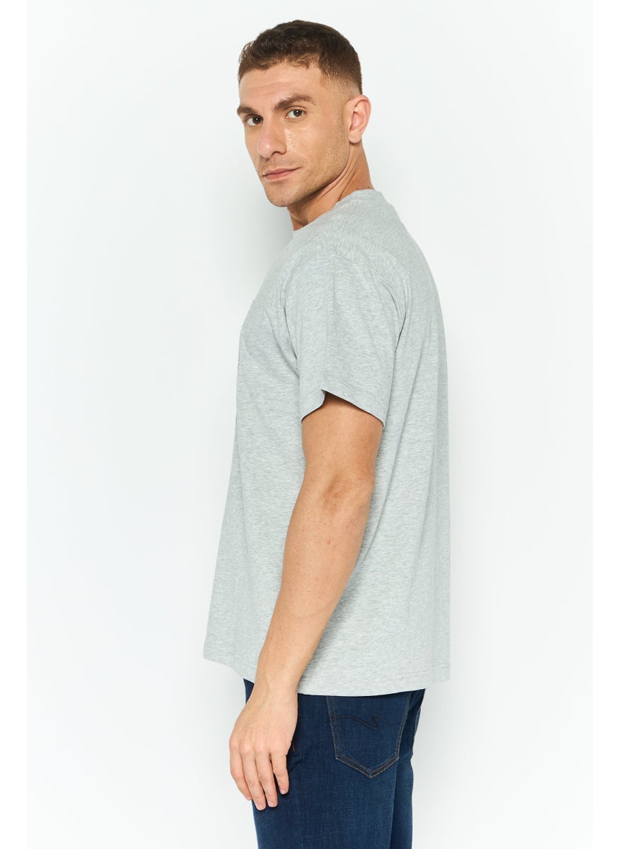 ESPRIT Men Crew Neck Short Sleeves Graphic T-Shirt, Grey  - Image 2