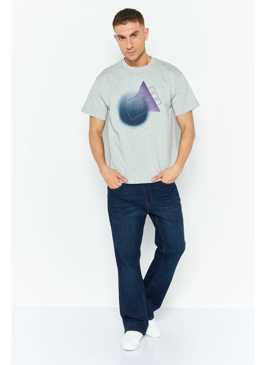 ESPRIT Men Crew Neck Short Sleeves Graphic T-Shirt, Grey  - Image 3