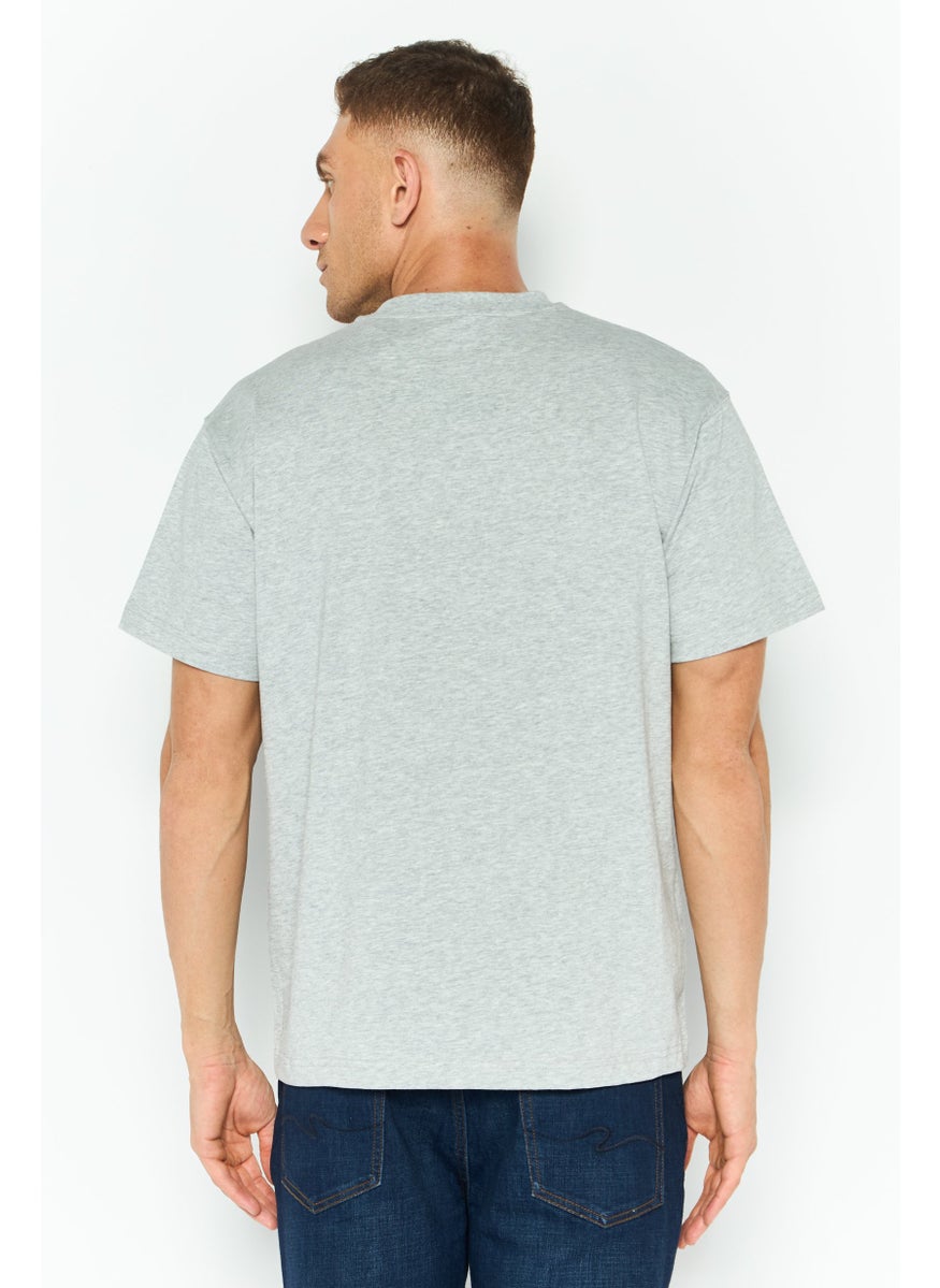 ESPRIT Men Crew Neck Short Sleeves Graphic T-Shirt, Grey  - Image 4