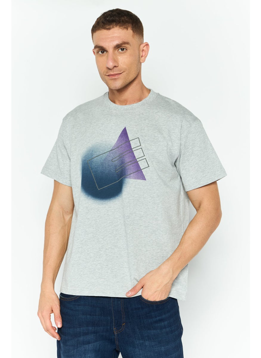 ESPRIT Men Crew Neck Short Sleeves Graphic T-Shirt, Grey  - Image 1