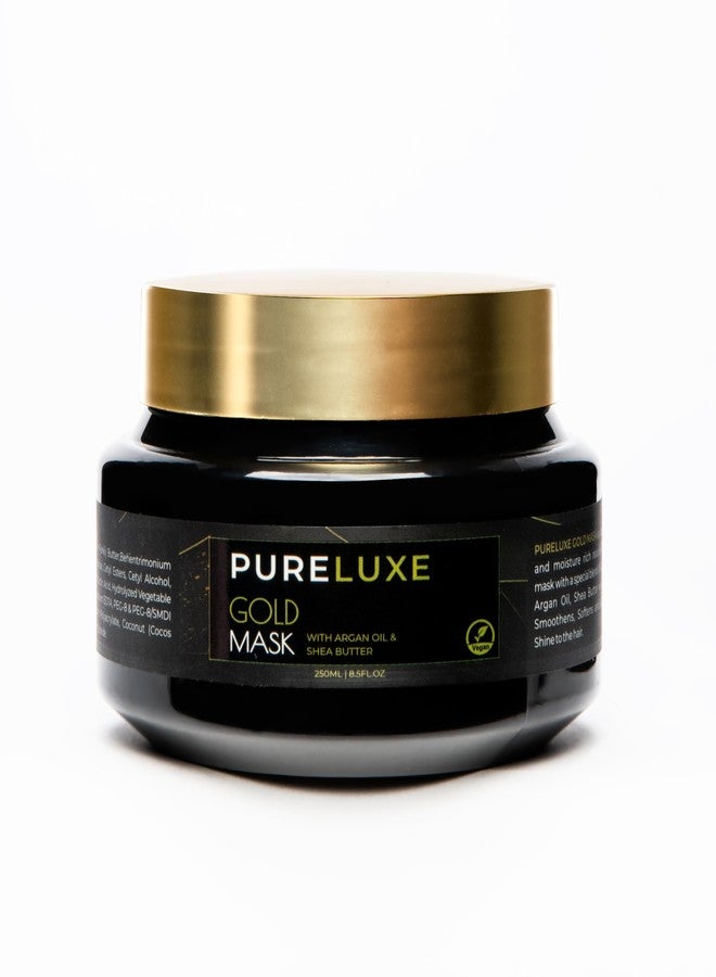 Pureluxe Gold Mask with 24K Gold & Argan Oil for Ultra Shine Hydration | Paraben & Sulphate Free | Suitable for All Hair Types | 250ml - Image 1
