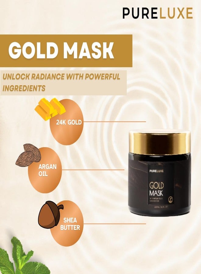 Pureluxe Gold Mask with 24K Gold & Argan Oil for Ultra Shine Hydration | Paraben & Sulphate Free | Suitable for All Hair Types | 250ml - Image 4