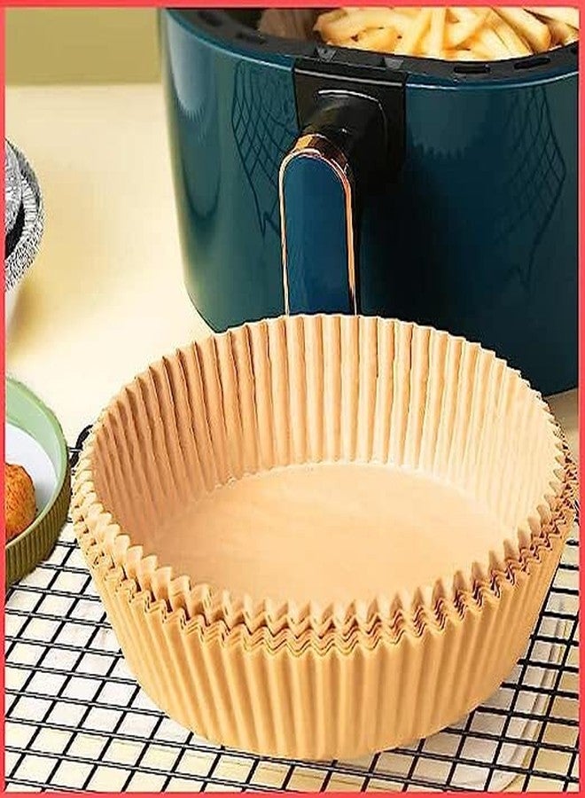 Birzar Air Fryer Disposable Paper Liner, Non-Stick Air Fryer Parchment Paper Liners, Baking Paper for Air Fryer Oil-Proof, Food Grade Paper Liner for Baking Roasting Microwave Naturel. (50) - Image 1