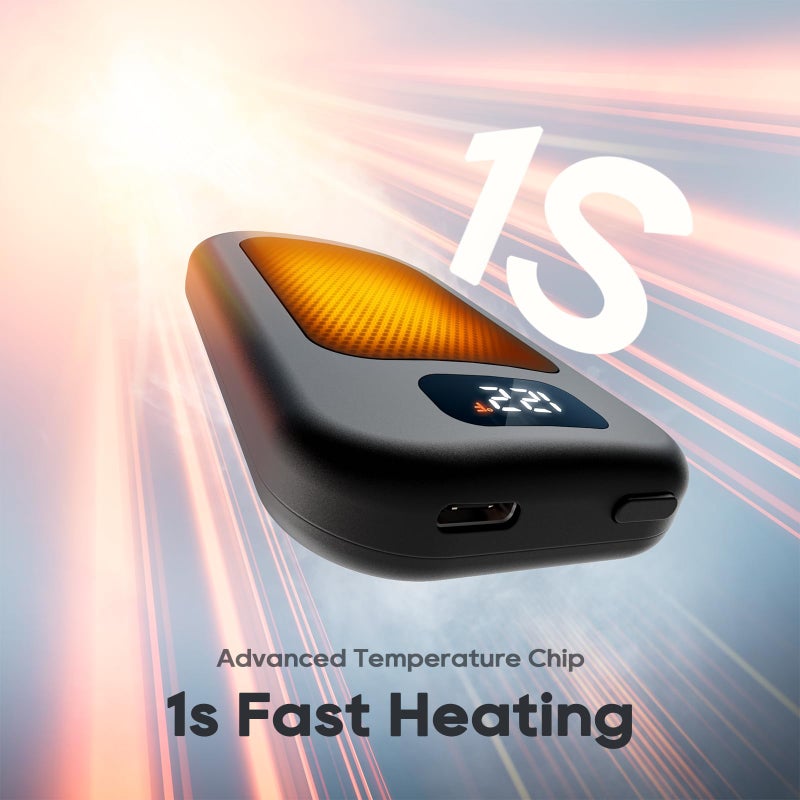Hotdot Hand Warmers  Hand Warmers Rechargeable  4 Pack Electric Hand Warmer With Led Display Battery And Temperature  Portable Hot Hand Handwarmers Gifts For Men  Women  Golf  Hunting  Camping Black - Image 3