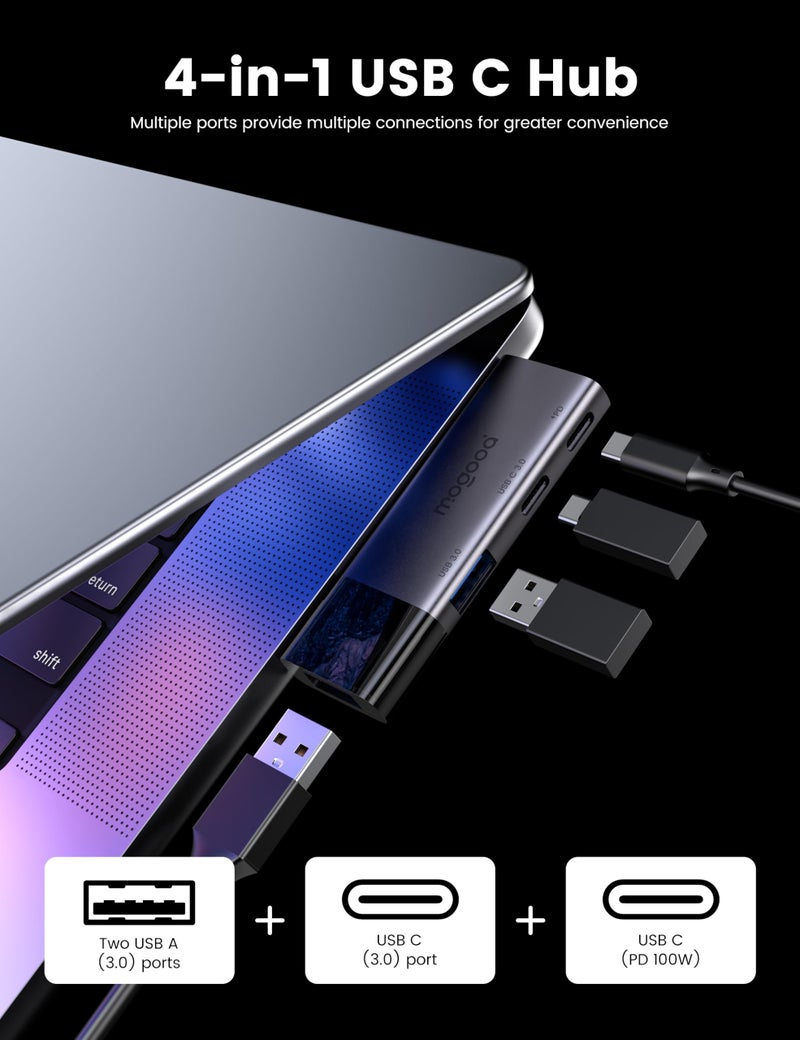 MOGOOD USB 3.0 Hub, Multiport USB Adapter 2 USB3.0 Ports Type C 3.0 PD 100W for MacBook,Laptop - Image 4