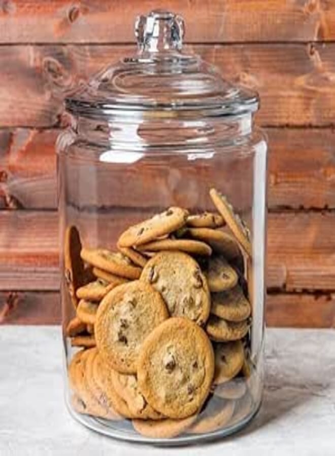 Generic Glass Cookie Jar with Lid, Large Storage Container, 1000 ml Capacity, Clear Glass .db