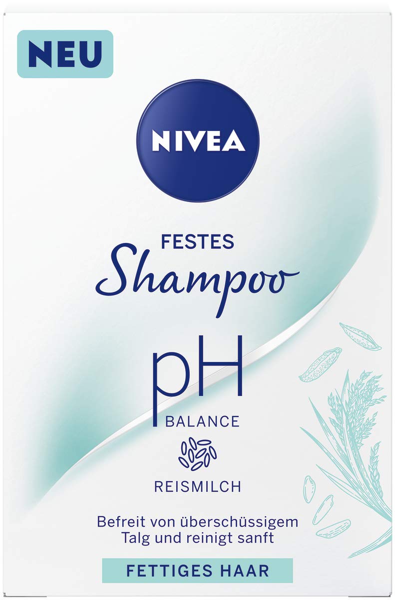 Nivea شامبو صلب من نيفيا بحليب الأرز، تركيبة متوازنة الحموضة، للشعر الدهني، نباتي، 25-30 غسلة
