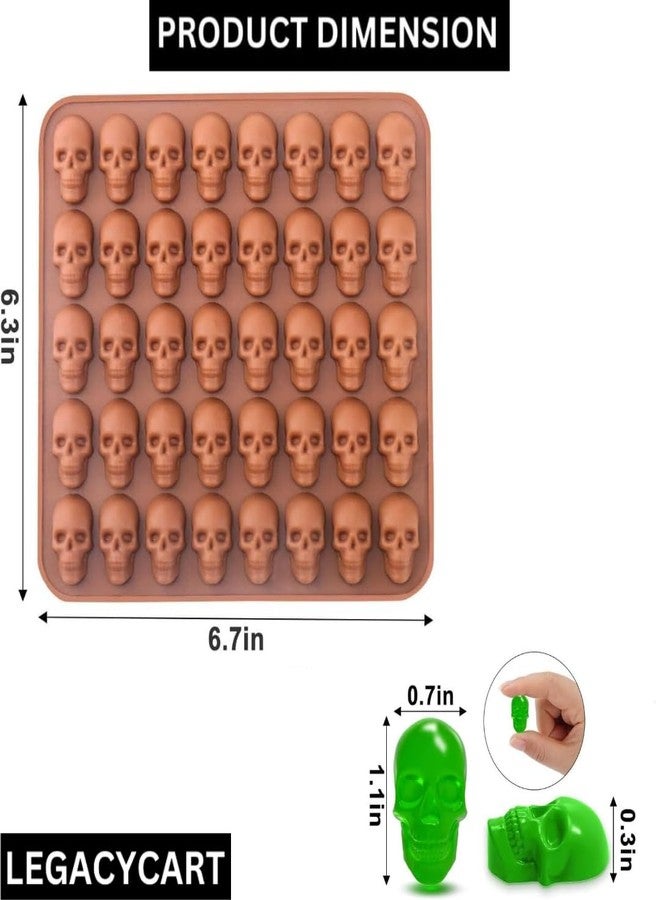 LEGACYCART 1 Pack Gummy Skull Candy Silicone Molds 40 Cavity Silicone Skull Molds for Halloween Chocolate, Candy,Jelly, Wax Melt, Dog Treats, Ice Cube (Pack of 1) - Image 2