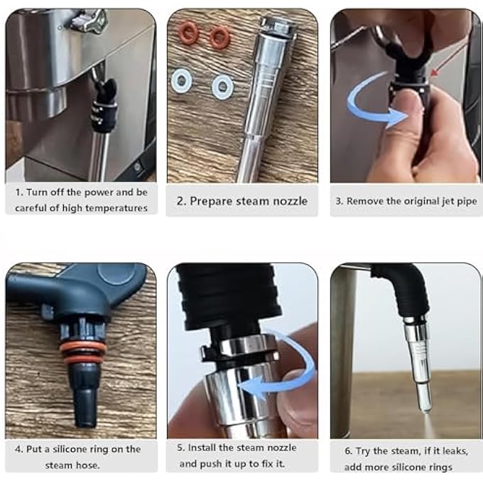 ريحني رأس فوهة البخار رأس عصا الإسبريسو البخار ركوب إسبريسو فوهة فوهة فنون الحليب رغوة أنبوب داخلي فوهة فن لاتيه أنبوب كابتشينو لسلسلة ديلونغي الشاملة Ecp3420310330 Ec680685 ماكينة إسبريسو - Image 4