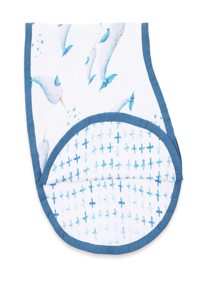 Masilo Organic Cotton Muslin Burp & Bibs Toddlers Cloth Gift Set for Newborn Baby, Pack of 1 - Narwhals - Image 1