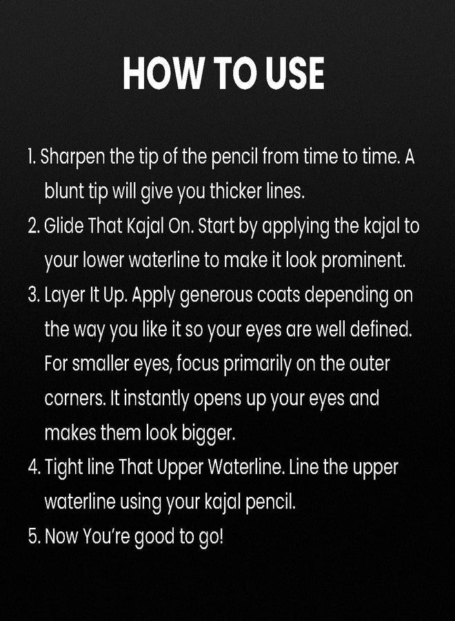 Recode Kohl Kajal 1.20 gm, Black, with Sharpener - Image 5