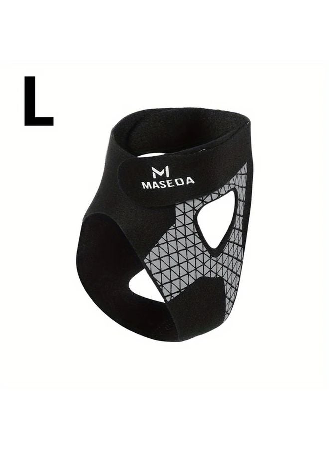 Black One Piece Ultra Thin Sports Ankle Guard Adjustable Two Way Strap Ankle Support Size L - Image 1