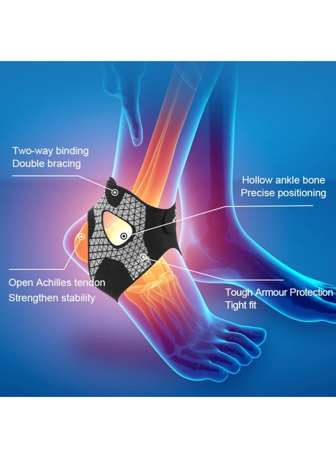 Black One Piece Ultra Thin Sports Ankle Guard Adjustable Two Way Strap Ankle Support Size L - Image 4