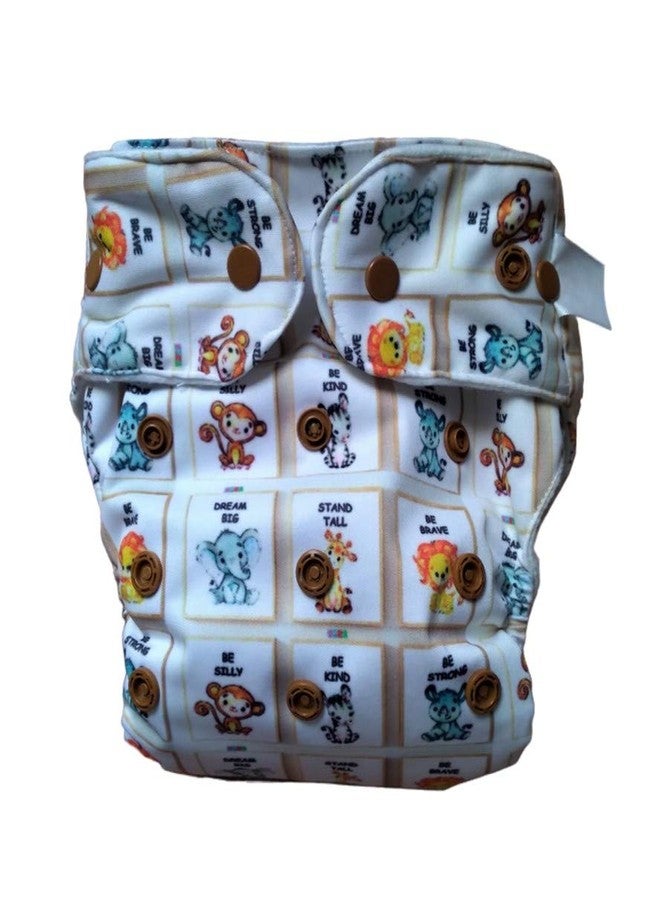 Kika Reusable Cloth Diapers For Babies Washable Cloth Diapers With Two Super Absorbing Inserts Waterproof Diaper Adjustable Size (KiKA-Animals) - Image 1