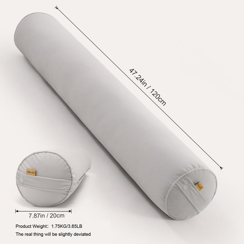 Ailuteie Body Pillow for Adults,Long Round Pillow,Big Cylindrical Pillow,Large Full Bolster Pillows for Side Sleepers (Silver Gray, 47.24"*7.87") - Image 2