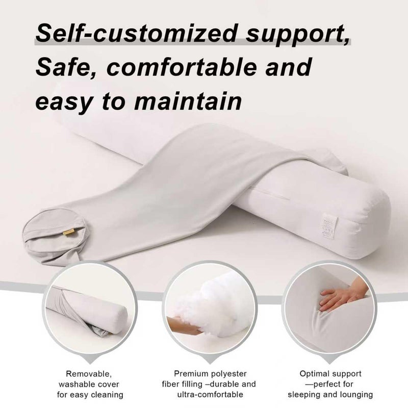 Ailuteie Body Pillow for Adults,Long Round Pillow,Big Cylindrical Pillow,Large Full Bolster Pillows for Side Sleepers (Silver Gray, 47.24"*7.87") - Image 4