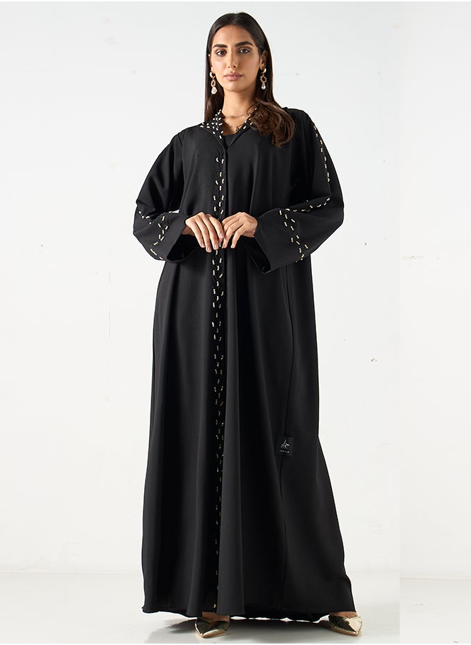 Hadiyath Al Madinah - Black Embroidered Abaya - HM - Image 1